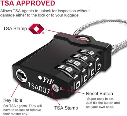 ZHEGE TSA Approved Luggage Lock, Travel Lock, 000 Combination Options, 5.5in - Image 2