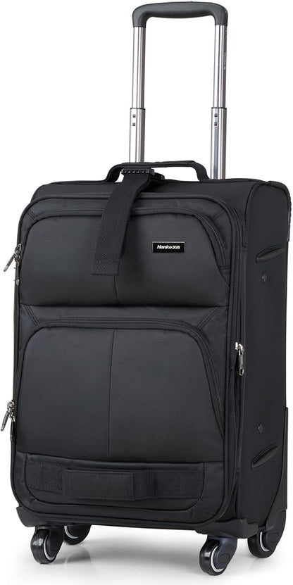 Hanke 20 Inch Softside Expandable Carry On Luggage with Spinner Wheels, Rolling Suitcase Travel Luggage with TSA Approved Luggage,Black