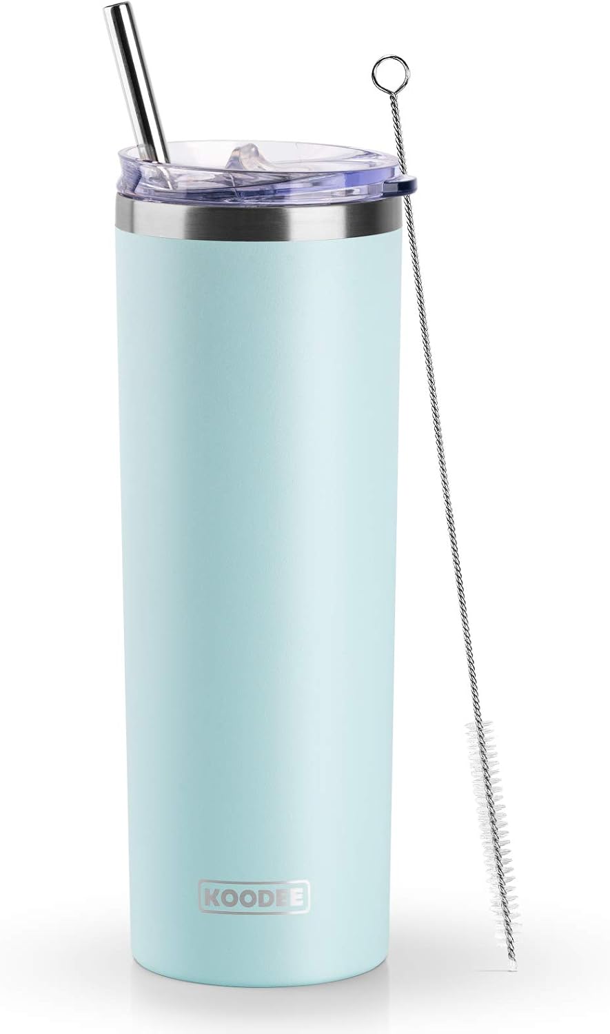 koodee 20 oz Stainless Steel Skinny Tumbler Double Wall Insulated Slim Water Tumbler Cup for Coffee, Tea (Baby Blue)