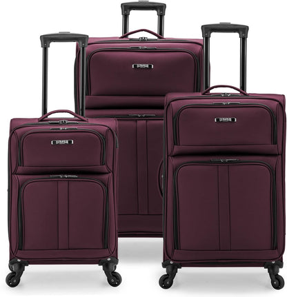 U.S. TRAVELER Anzio Softside Expandable Spinner Luggage, Burgundy, 3-Piece Set (22/26/30)