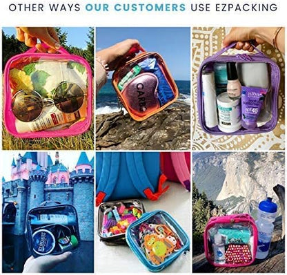 EzPacking Clear TSA Approved 3-1-1 Travel Toiletry Bag for Carry On/Quart Size Transparent Liquids Pouch for Airport Security/Reusable See Through Vinyl & PVC Plastic Organizer Men Women (Lilac)