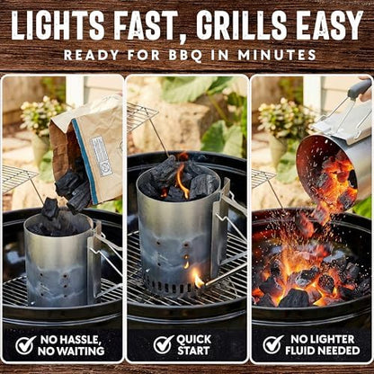 16 LB. Hardwood Lump Charcoal with FATWOOD by Mr. Bar-B-Q - Premium Natural Charcoal for Grilling, BBQ, Smoking, Kamado & Kettle Grills - Burns Hotter & Longer - Smoky Flavor, Easy to Light