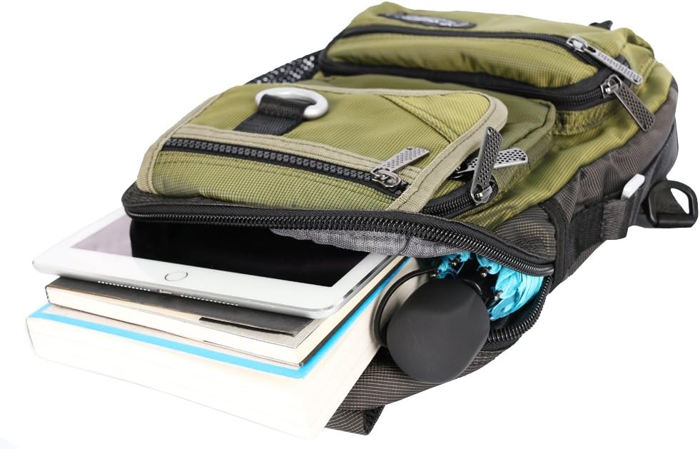 Sling Bag Chest Shoulder Backpack Crossbody Multipurpose Daypack For Men Women Green