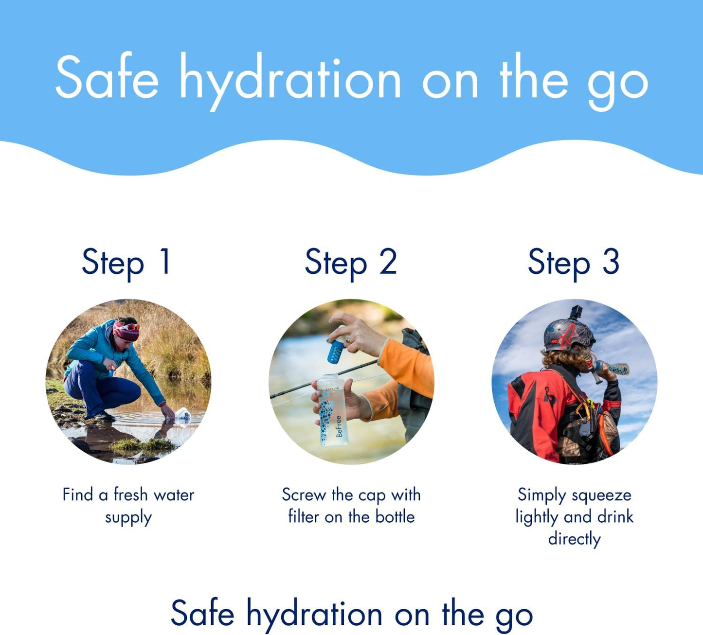 Katadyn BeFree 1.0L Ultralight Collapsible Water Filter Bottle for Hiking, Camping, Backpacking