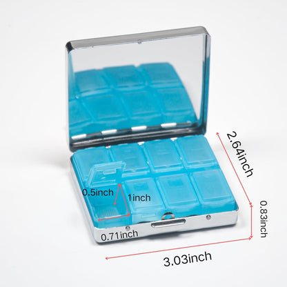 Cute and Stylish Metal Pill Box - Compact Portable Pill Organizer with 8 Compartments, Food-Grade Divider, Ideal for Travel, Vitamins, Jewelry, Cosmetics (Arsenic Skull)