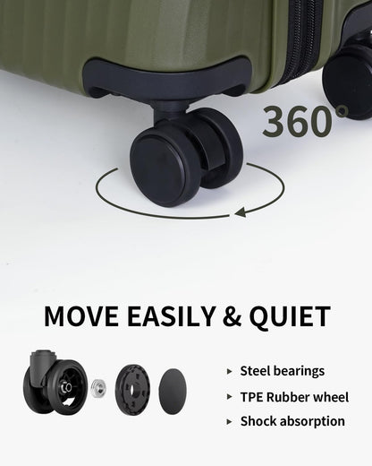 ECOHUB Hardside Expandable Carry On Luggage, 20" Rolling Luggage 22x14x9 Airline Approved with Spinner Wheels & TSA Lock, Lightweight Small Hardshell Travel Suitcase Valises, 20inch Carry-on Green