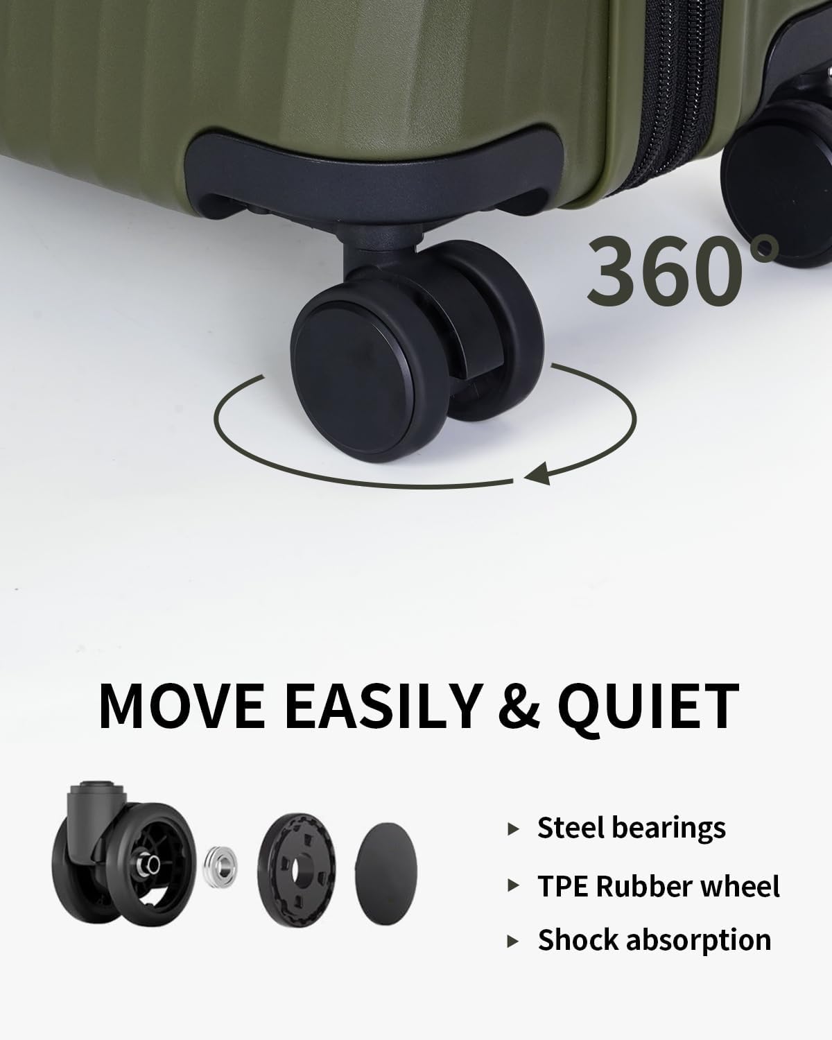 ECOHUB Hardside Expandable Carry On Luggage Sets, Recycled PC 20/24" Rolling Luggage Airline Approved with Spinner Wheels & TSA Lock, Lightweight Hardshell Travel Suitcase, 20+24 inch Carry-on Green