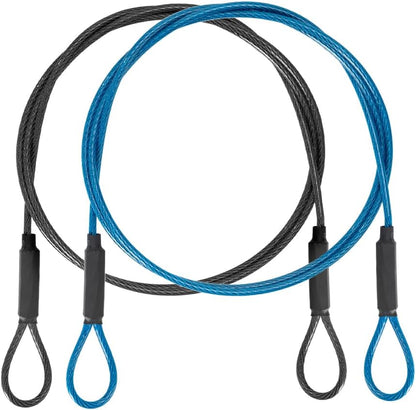 3.3mm (1/8 Inch) Outdoor Travel Stainless Steel Security Cable-3ft Luggage Lock Safety Wire Flexible Steel Wire Rope with Double Loop Safety for Luggage, Bike, Lock(Black+Blue, 3ft-(2Pack)