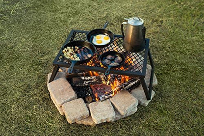 Amazon Basics Heavy-Duty Portable Camping Grill Grate for Outdoor Open Flame Cooking, Foldable, Sturdy, 15.9" x 12.2", Black