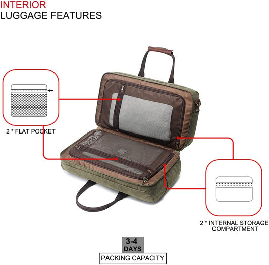 Duffle Bag for Men Waterproof Genuine Leather Canvas Travel Duffel Bags for Women Overnight Weekender Bag for Traveling