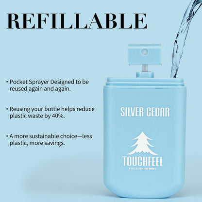 Power Mist Hand Sanitizer Spray, Scented Hydrating Hand Sanitizers Travel Size Refillable, Pocket Portable 1-Pack (Silver Cedar) 0.93Fl Oz 460-Sprays Each