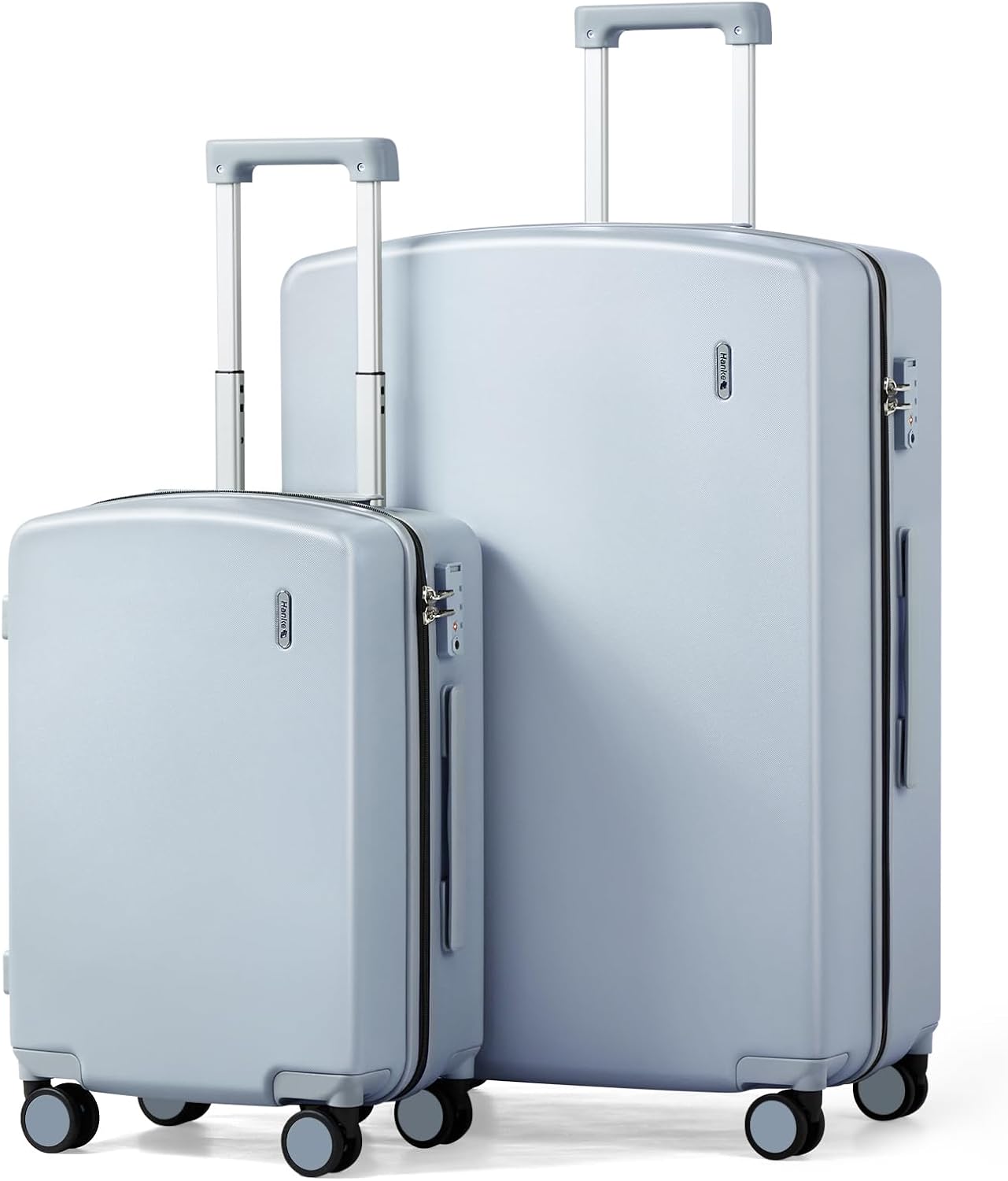 Hanke Hard Shell Luggage Sets 2 Pieces, Carry On and Checked Luggage Sets with Spinner Wheels, Durable PC Hardside Rolling Suitcase for Travel (20/28 Inch, Grey)