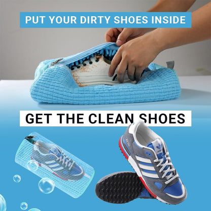 EPSCY Shoe Washing Machine Bag 2 Pack - Reusable Deep Clean Sneaker Bags - Fits All Shoe Sizes & Types, Self-Locking Zipper, Protects Machine (Blue)