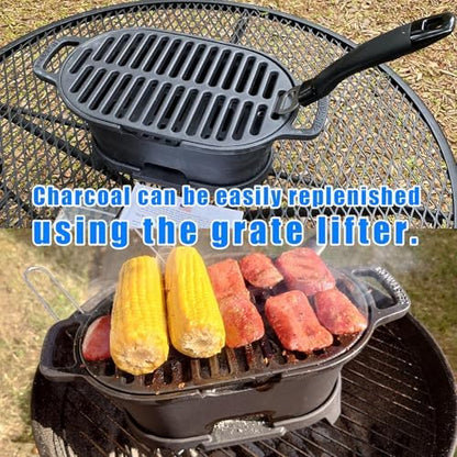 IRONMAX Mini Hibachi Grill Outdoor, Portable Small Charcoal Grill and Tabletop Cast Iron Skillet, 100% Cast Iron, Durable, Camping BBQ Grill Grate 11" x 6.7" for 2 People