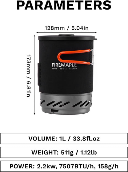 Fire-Maple "Fixed Star 1" Backpacking and Camping Stove System | Outdoor Propane Cooking Gear | Portable Pot/Jet Burner Set | Ideal for Hiking, Trekking, Fishing, Hunting Trips and Emergency Use