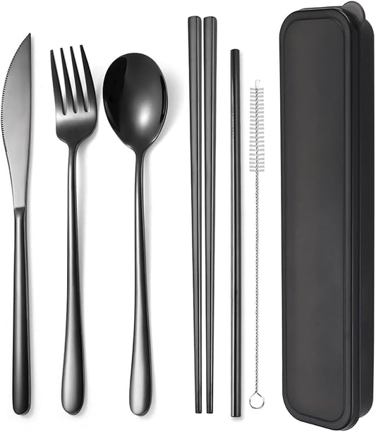 AARAINBOW 6 Pieces 18/8 Stainless Steel Flatware Set Portable Reusable Cutlery by AARAINBOW
