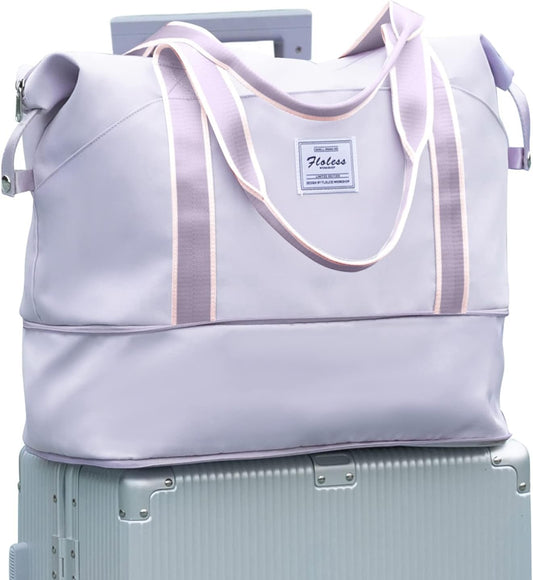 Travel Duffel Bag, Sports Tote Gym Bag, Shoulder Weekender Overnight Bag for Women