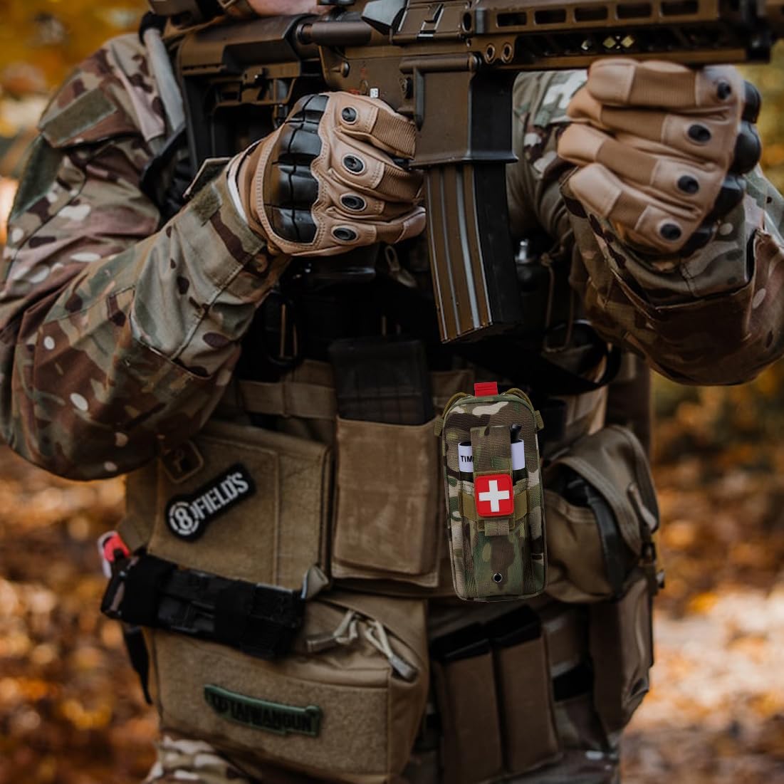 Tourniquet Pouch (Israeli Bandage + IFAK Pouch), Small Trauma Medical Kit Tactical First Aid for Camping and Hiking (Camouflage)