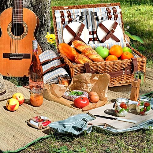 Picnic Basket for 4 Persons with Waterproof Picnic Blanket