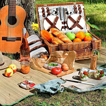 Picnic Basket for 4 Persons with Waterproof Picnic Blanket