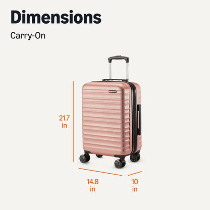 Amazon Basics 21" Hardside Carry-On Luggage, Hardshell Suitcase With Wheels, Expandable For Up to 25% More Space, With Scratch-Resistant Surface, Four Multi-directional Wheels, Rose Gold