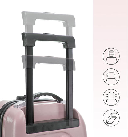 22 Inch Ride on Suitcase for Kids, Travel Luggage with Spinner Wheels for Child Travelling Stroller with Combination Lock/Safety Belt/Telescoping Handle (Pink)