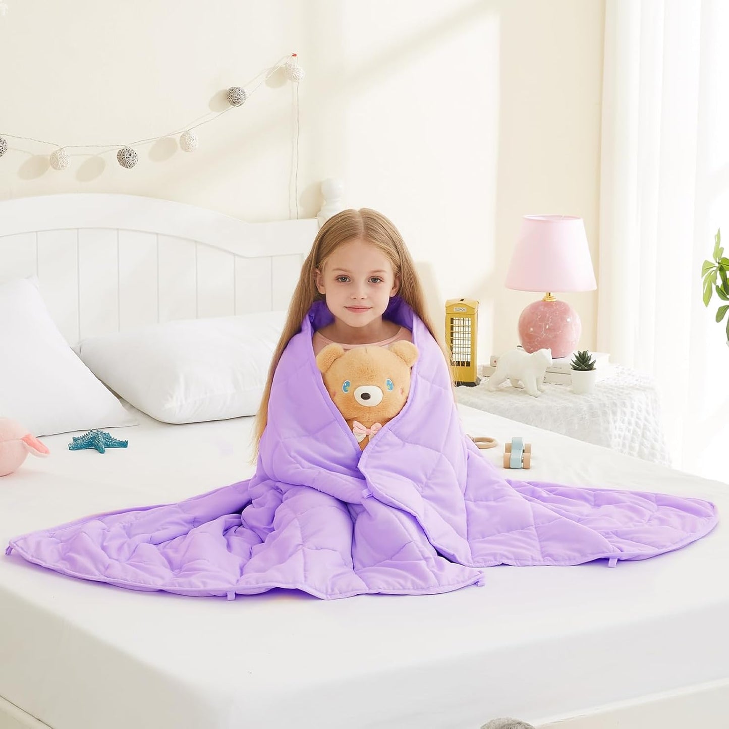 L'AGRATY Weighted Blanket - 40"x60" 10lbs Breathable Weighted Blanket Microfiber Material with Glass Beads