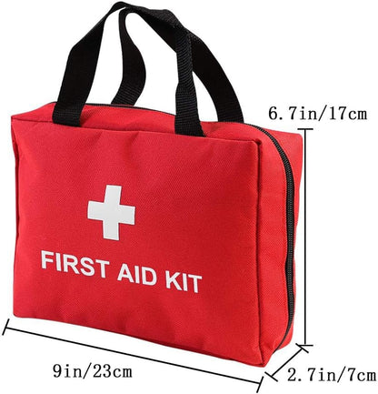 AOUTACC 2 Pack Nylon First Aid Empty Kit,Compact and Lightweight First Aid Bag for Emergency at Home, Office, Car, Outdoors, Boat, Camping, Hiking(Bag Only) (2 Pack Red With Handles)