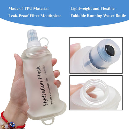 CLINTT 500ml Soft Flask, Foldable Running Water Bottle, TPU Folding Soft Water Flask, BPA-Free Collapsible Flask for Hydration Pack Running Vest, Cycling, Climbing, Hiking - 1Pcs, Blue