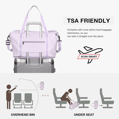 Travel Duffel Bag, Sports Tote Gym Bag, Shoulder Weekender Overnight Bag for Women