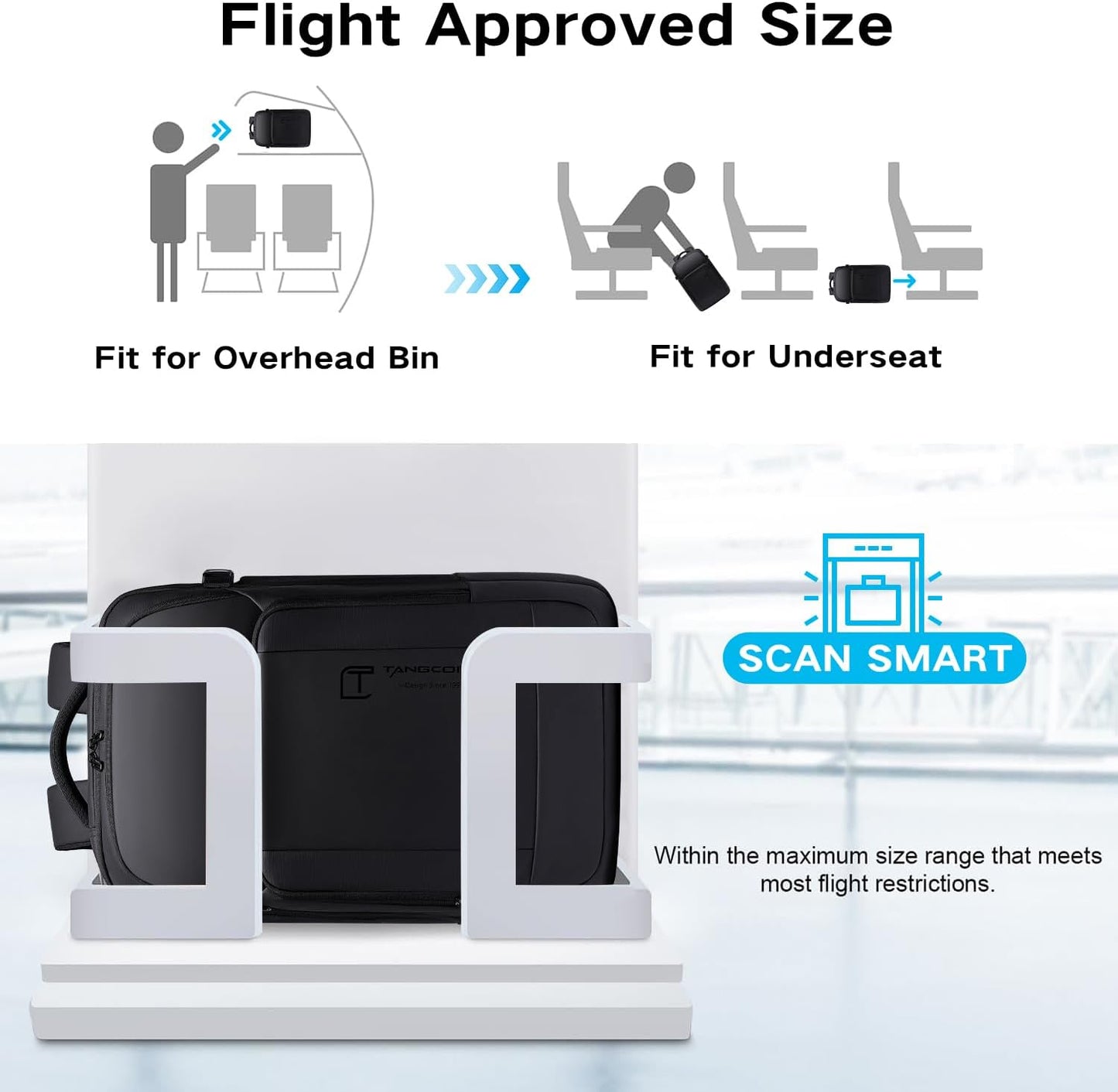 Travel Backpack for Men, 17.3 Inches Business Laptop Backpack Water-Resistant Carry on Airline Approved 18x14x8 Luggage Backpack with USB Charger Port