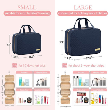 HOTOR Travel Toiletry Bag w/Hanging Hook - Spacious Toiletry Bag Essentials for Women & Men, Makeup Bag/Big Comparment, Waterproof for Travel Accessories, Medium, Navy Blue
