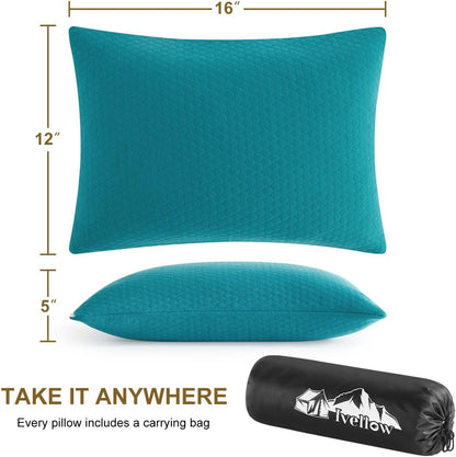 Ivellow Memory Foam Travel Pillow Compressible Camping Pillow for Sleeping Shredded Memory Foam Pillow Compact Firm Supportive Small Pillow for Adults Kids Outdoor Backpacking Hiking Essential Gear-M