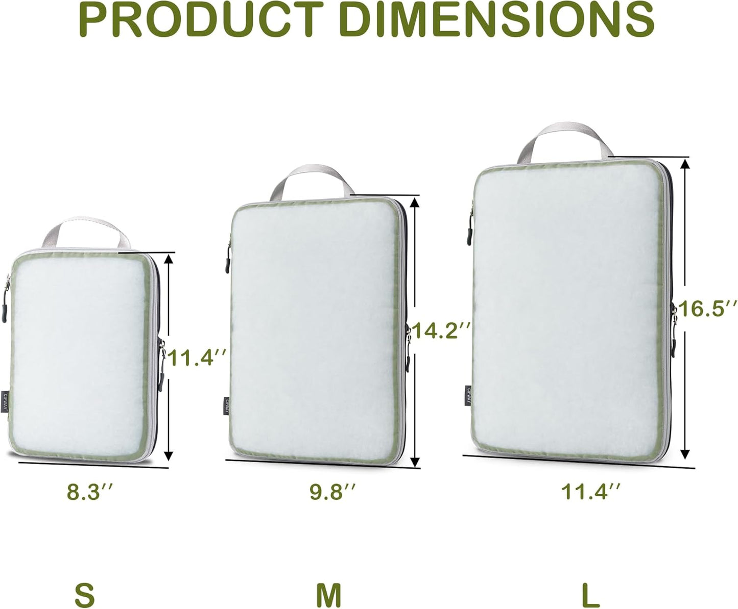 Cipway Mesh Compression Packing Cubes, Ultralight See Through Luggage Organizer Bags, Travel Essentials for Carry on Suitcase（3 Pcs,Green）