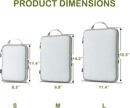 Cipway Mesh Compression Packing Cubes, Ultralight See Through Luggage Organizer Bags, Travel Essentials for Carry on Suitcase（3 Pcs,Green）