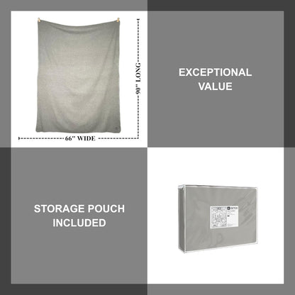EKTOS 100% Virgin Wool Blanket, 90" x 66", Heavy Duty Camp Gear, Cold Weather Bedding (Light Gray, Twin Size)