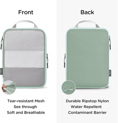 Cipway Mesh Compression Packing Cubes, Ultralight See Through Luggage Organizer Bags, Travel Essentials for Carry on Suitcase（3 Pcs,Sage Green）