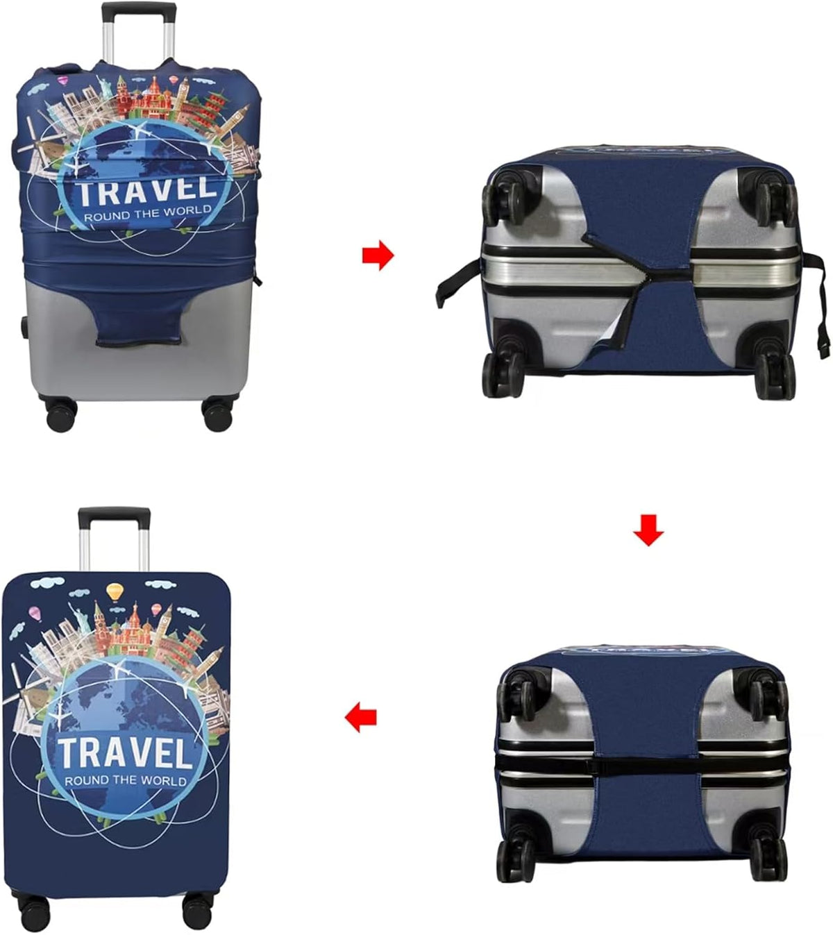 WUJIAONIAO Travel Luggage Cover Baggage Suitcase Cover Protector Skins 18-32 Inch (A9 TRAVEL, S (for 18-20 inch luggage))