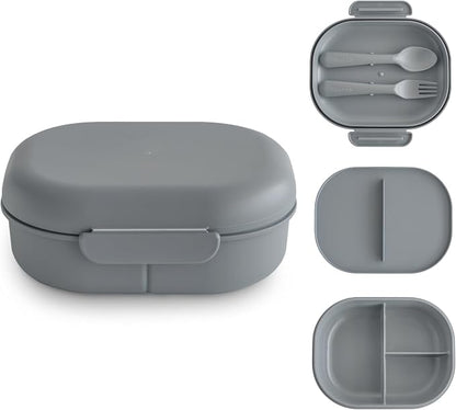 mushie Kids Bento Lunch Box | 3-Compartment & Removable Divider + Fork & Spoon by mushie