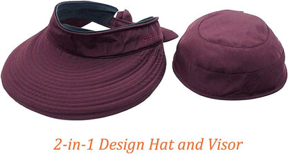 HINDAWI Sun Hats for Women with UV Protection Wide Brim Sun Hat Visor Summer Beach Outdoor Foldable Womens Cap