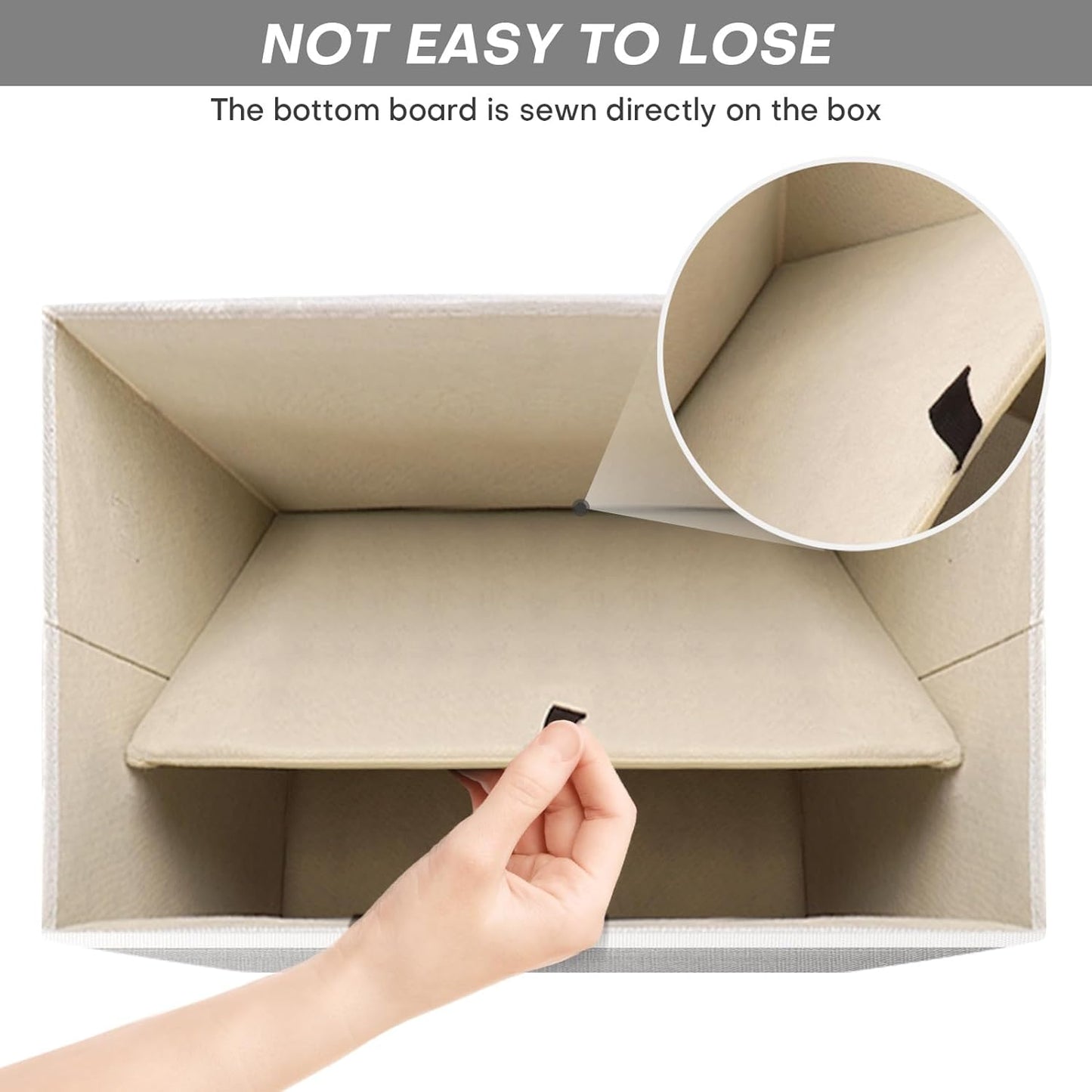 Large 17" 42 Quarts Collapsible Stackable Storage Bins with Lids [3-Pack] Foldable Fabric Linen Storage Boxes Cube, Closet Organizer Baskets with Label (16.7 x 12 x 12", Gray & White)