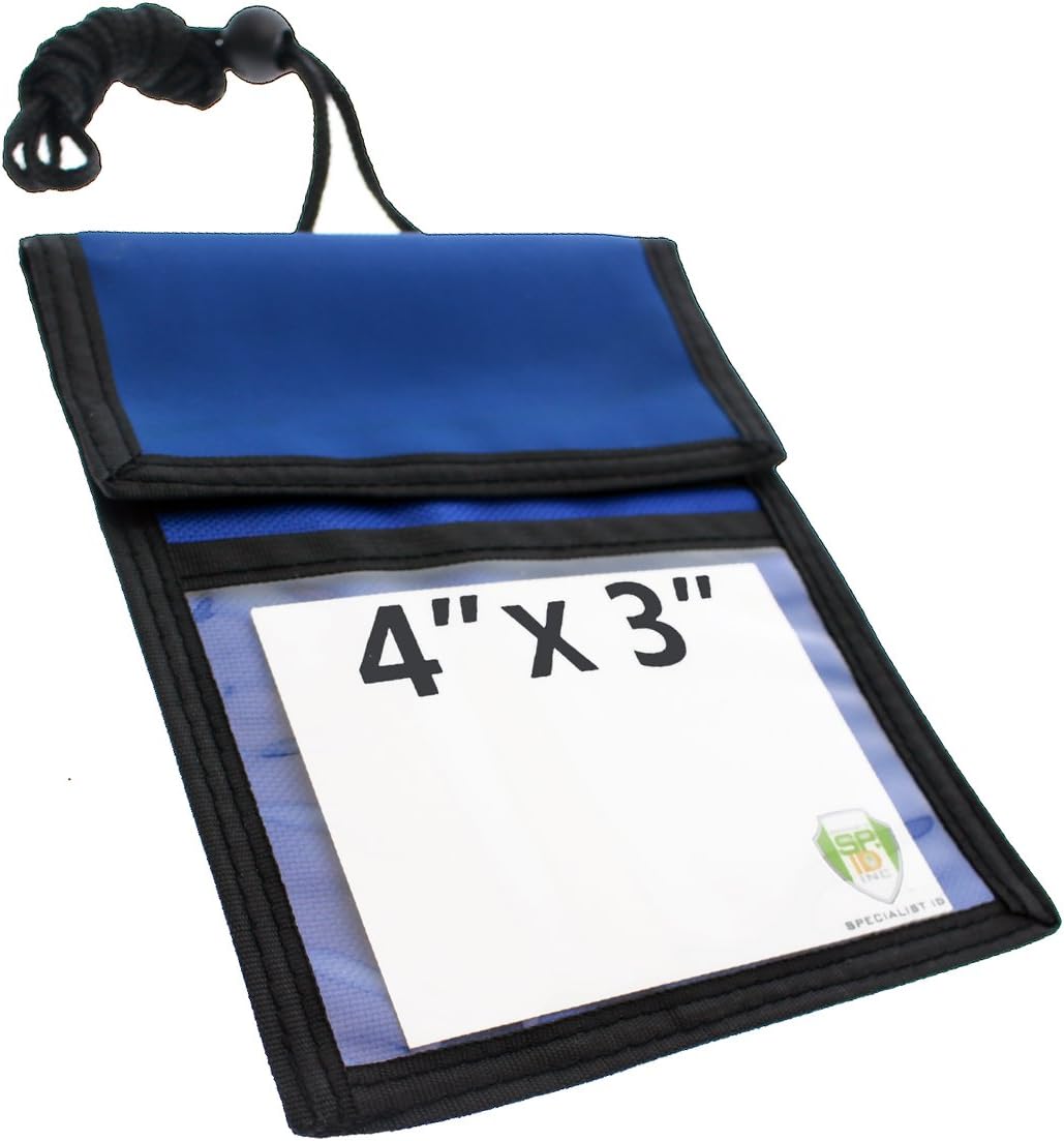 Specialist ID 2 Pack - Travel Passport Wallet - 4 x 3 Display Window - Adjustable Lanyard w/Pen Slots and 3 Pockets for Money, Ticket, Document (Royal)