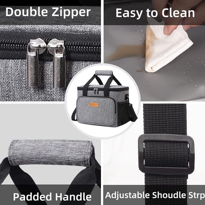 iknoe Thickened Lunch Bag - Soft Coolers Insulated, Leak Proof Tote with Zippered Top - Great for Work, Picnic, Beach - 18-Can Capacity, Grey