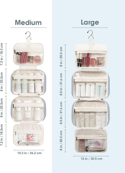 Narwey Travel Toiletry Bag for Women Large Hanging Makeup Bag Organizer Toiletries Bag for Full Size Essentials Accessories Cosmetics (Greyish Blue (Large))