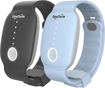 EmeTerm Fashion FDA-Cleared Relieve Nausea Electrode Stimulator Morning Sickness Motion Travel Sickness Vomit Relief Rechargeable No Gel Drug Free Wristbands Without Side Effects (2 Pack)