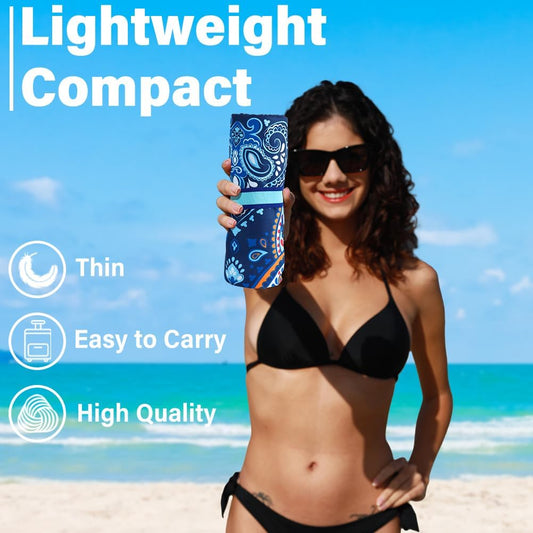 2 Pack Microfiber Lightweight Beach Towel Sand Free Quick Dry Absorbent Thin Compact Towels for Swimming Pool Camping Beach Accessories Large Easy Pack Travel Things for Vacation Essentials Gift