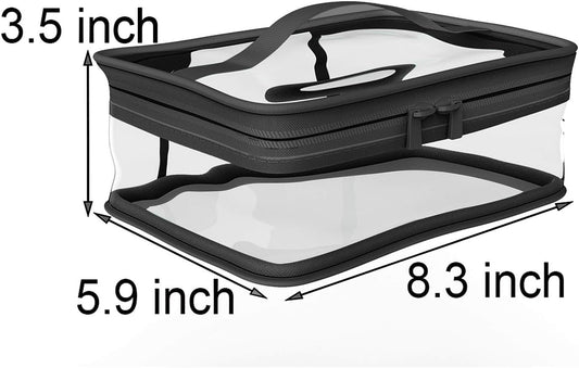 Black Transparent Cosmetic Bag Waterproof Handbag Portable Travel Work Make Up Kit Double Zipper Storage Bag, 2 PCS