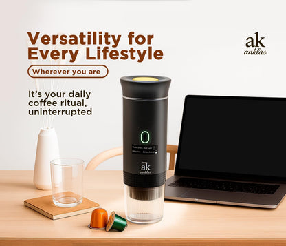 3-in-1 Portable Coffee Maker – Electric Espresso Machine for Travel – Compatible with Ground Coffee, NS & DG Capsules – USB-C Rechargeable Portable Espresso Maker (Gray)