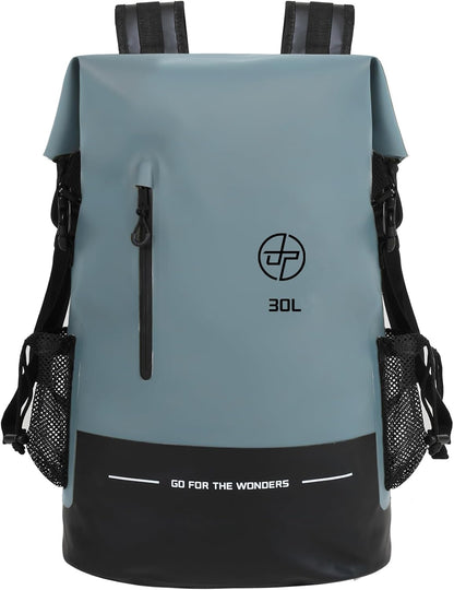 UPWELL 30L Waterproof Dry Bag Boating Backpack for Travel Hiking Camping Kayaking Hiking Swimming Floating Submersible Dry Bag grey