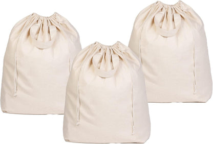 Heavy Duty Laundry Hamper Bags - Extremely Sturdy, Durable Canvas Replacement Laundry Hamper Liner - Works for Round & Square Hampers with Drawstring Closure (3 Pack)